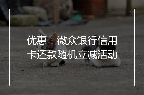 优惠：微众银行信用卡还款随机立减活动