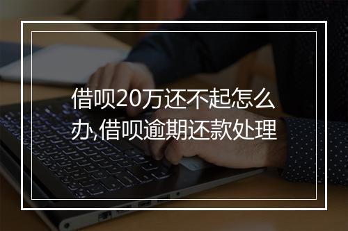 借呗20万还不起怎么办,借呗逾期还款处理
