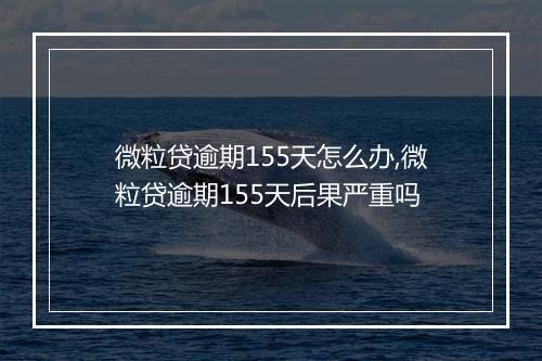 微粒贷逾期155天怎么办,微粒贷逾期155天后果严重吗