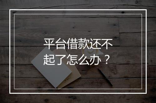 平台借款还不起了怎么办？