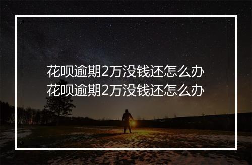 花呗逾期2万没钱还怎么办花呗逾期2万没钱还怎么办