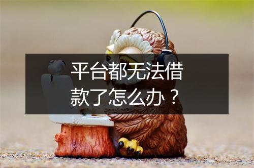 平台都无法借款了怎么办？