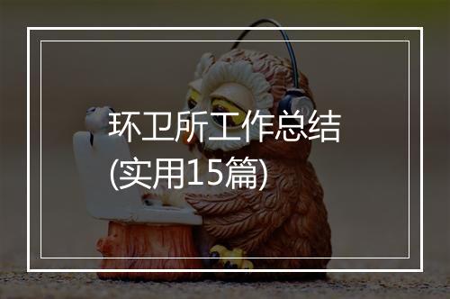 环卫所工作总结(实用15篇)