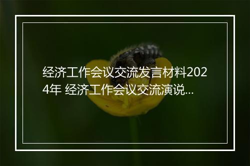 经济工作会议交流发言材料2024年 经济工作会议交流演说稿精品通用版6篇