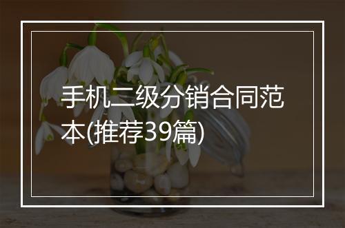 手机二级分销合同范本(推荐39篇)