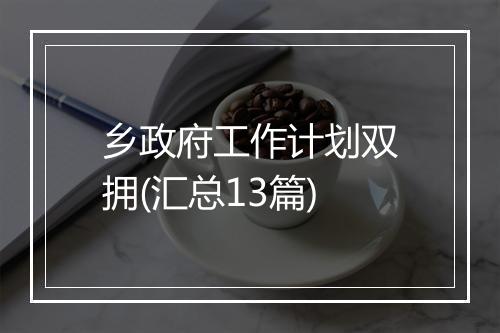乡政府工作计划双拥(汇总13篇)