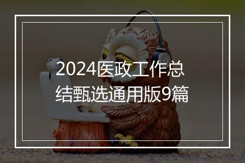 2024医政工作总结甄选通用版9篇