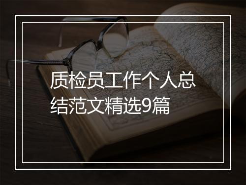质检员工作个人总结范文精选9篇