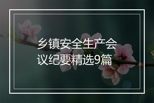 乡镇安全生产会议纪要精选9篇