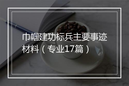 巾帼建功标兵主要事迹材料（专业17篇）