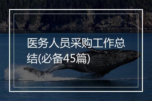 医务人员采购工作总结(必备45篇)