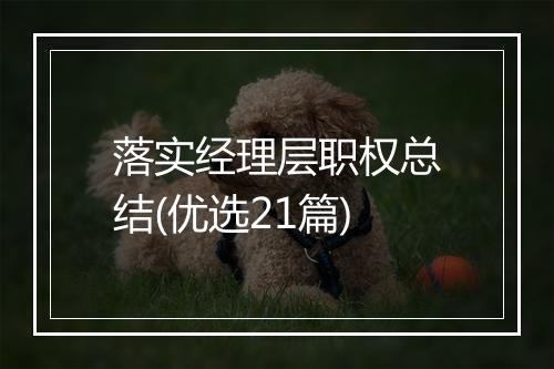 落实经理层职权总结(优选21篇)