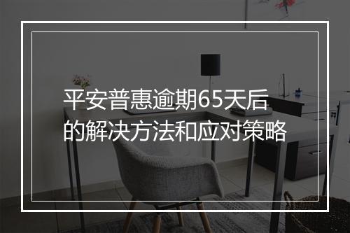 平安普惠逾期65天后的解决方法和应对策略