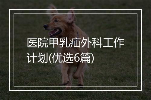 医院甲乳疝外科工作计划(优选6篇)