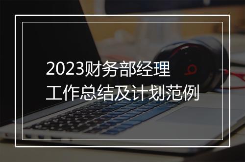 2023财务部经理工作总结及计划范例