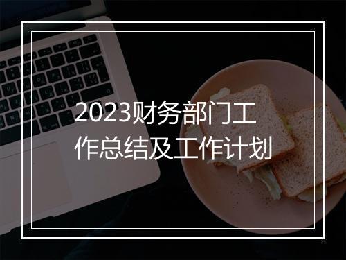 2023财务部门工作总结及工作计划