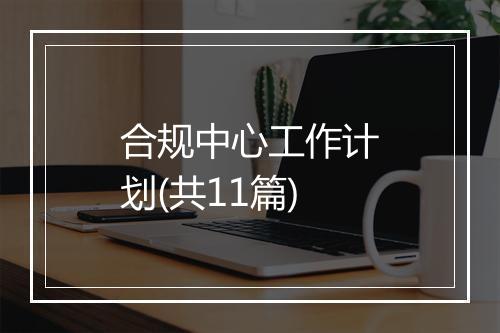 合规中心工作计划(共11篇)