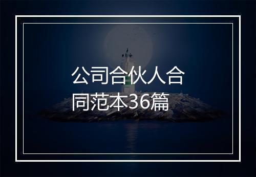 公司合伙人合同范本36篇