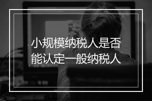小规模纳税人是否能认定一般纳税人