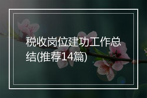 税收岗位建功工作总结(推荐14篇)