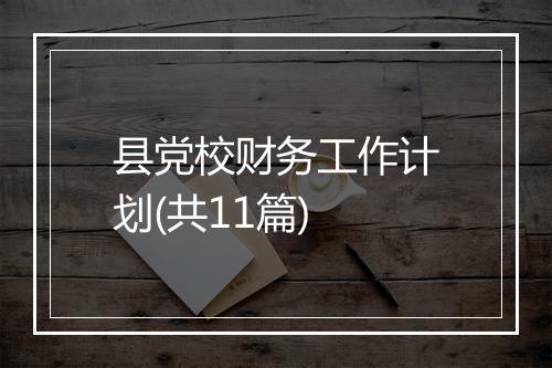 县党校财务工作计划(共11篇)