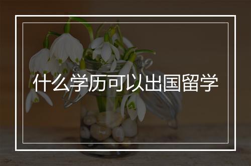 什么学历可以出国留学