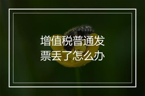 增值税普通发票丢了怎么办