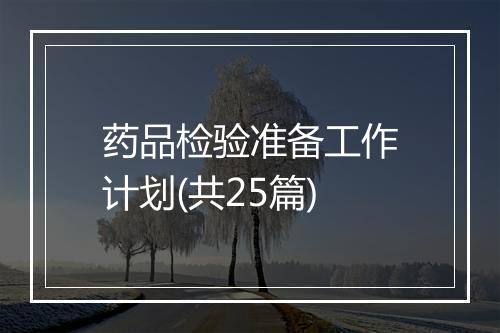 药品检验准备工作计划(共25篇)