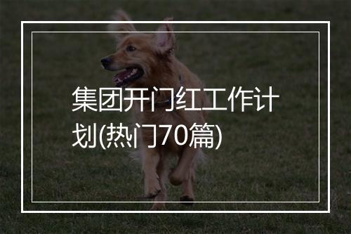 集团开门红工作计划(热门70篇)