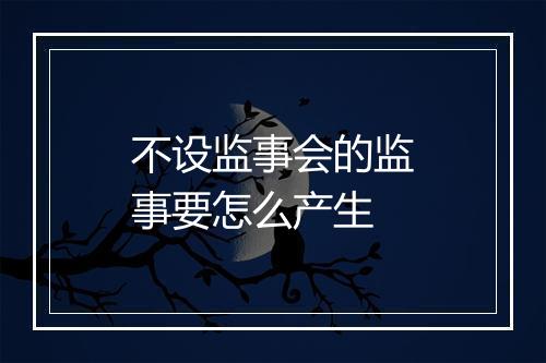 不设监事会的监事要怎么产生