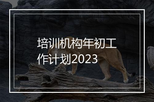 培训机构年初工作计划2023