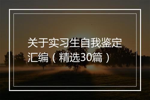 关于实习生自我鉴定汇编（精选30篇）