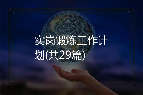 实岗锻炼工作计划(共29篇)