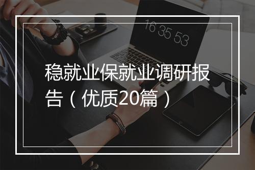 稳就业保就业调研报告（优质20篇）