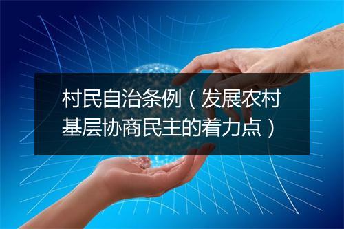 村民自治条例（发展农村基层协商民主的着力点）