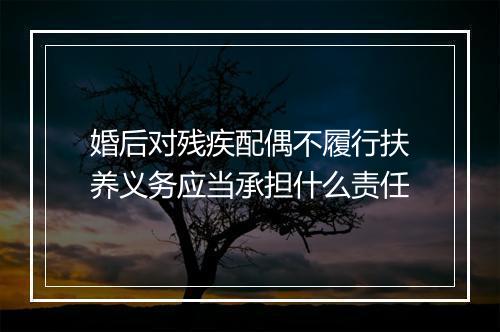 婚后对残疾配偶不履行扶养义务应当承担什么责任