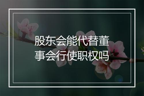 股东会能代替董事会行使职权吗