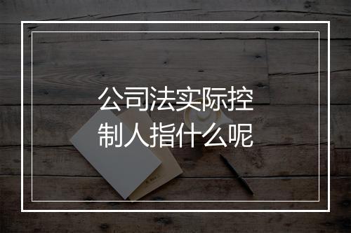 公司法实际控制人指什么呢