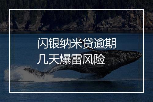 闪银纳米贷逾期几天爆雷风险