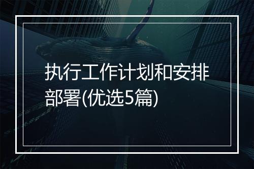 执行工作计划和安排部署(优选5篇)