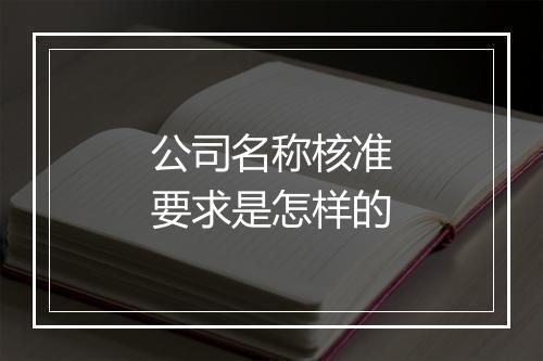 公司名称核准要求是怎样的