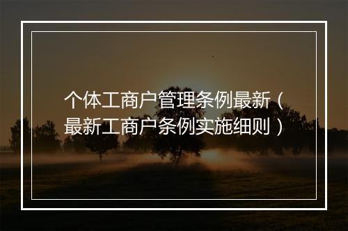 个体工商户管理条例最新（最新工商户条例实施细则）
