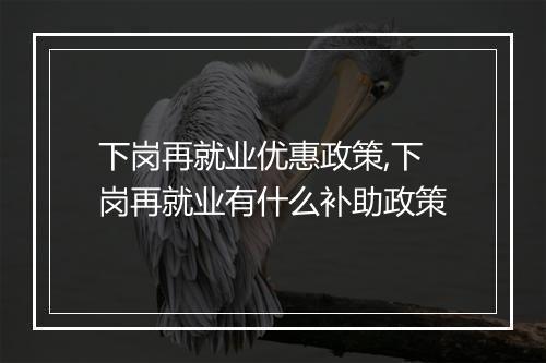 下岗再就业优惠政策,下岗再就业有什么补助政策