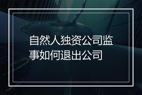 自然人独资公司监事如何退出公司