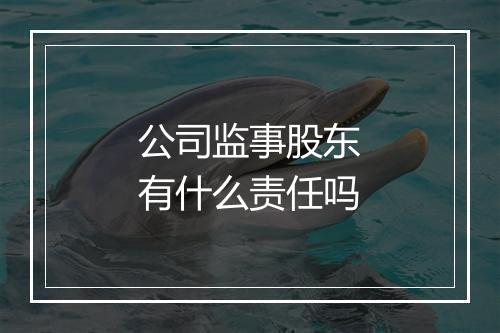 公司监事股东有什么责任吗