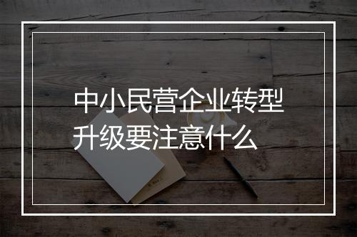 中小民营企业转型升级要注意什么