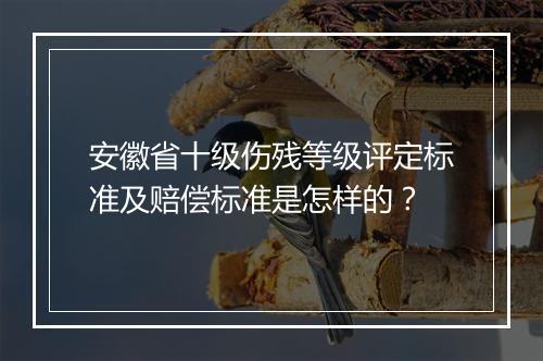 安徽省十级伤残等级评定标准及赔偿标准是怎样的？