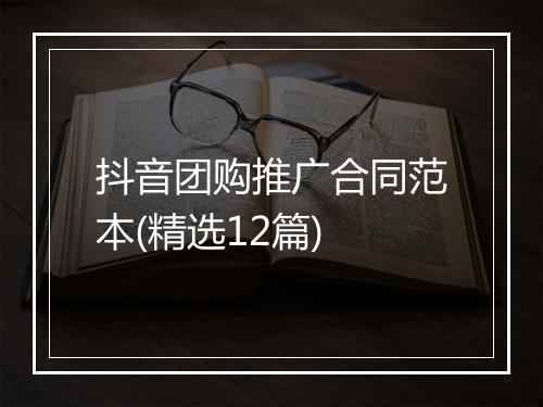 抖音团购推广合同范本(精选12篇)