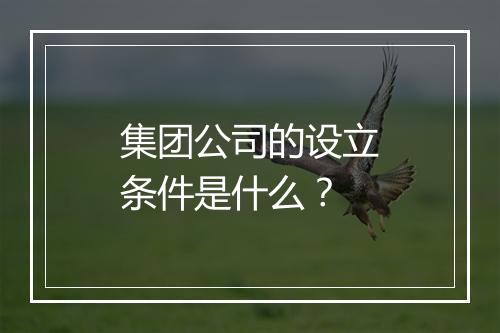 集团公司的设立条件是什么？