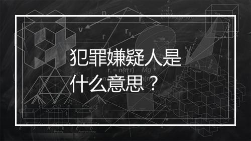 犯罪嫌疑人是什么意思？